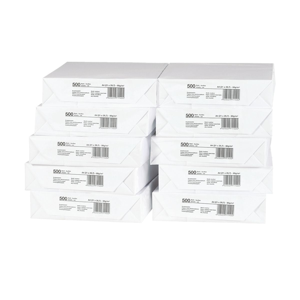10x Kopieerpapier A4 - 5000 bladen (totaal), 80 g/m²