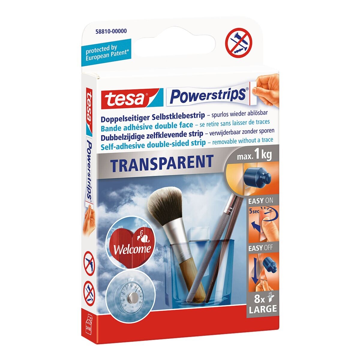 tesa Powerstrips »Transparent Large« 58810 tot 1 kg