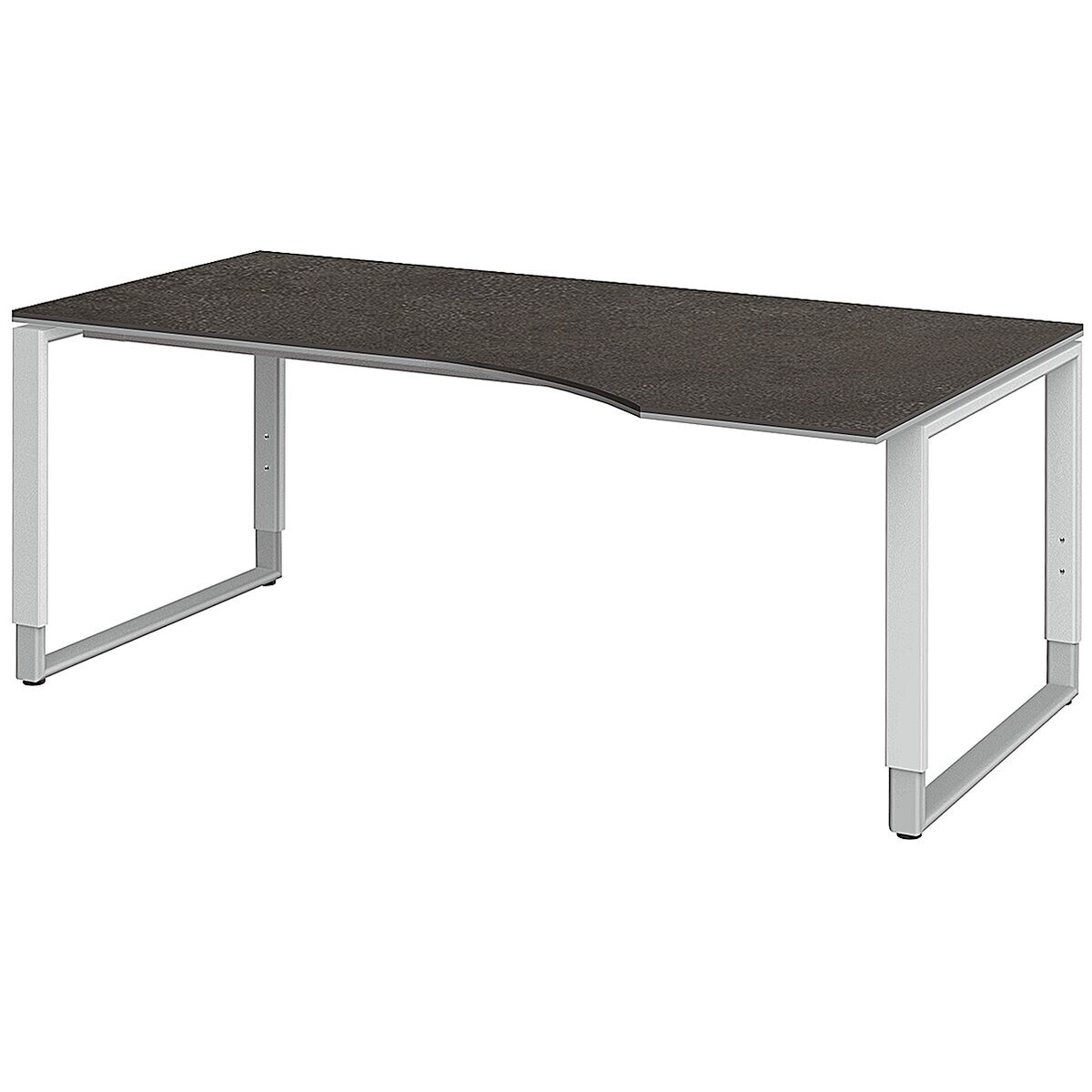 röhr Bureau, vrije vorm »Objekt Plus« 180 cm, beugel-poot wit/alukleur