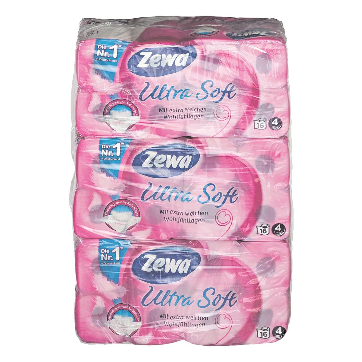 Zewa Toiletpapier Ultra Soft 4-laags, wit - 48 rollen (3 pakken à 16 rollen)