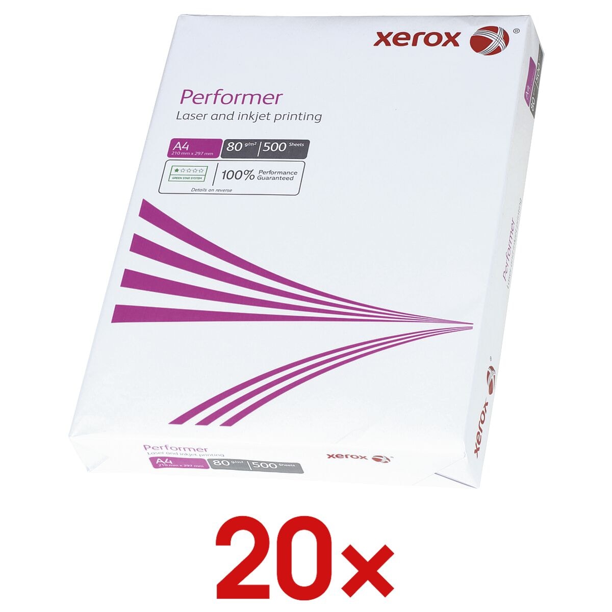 20x Kopieerpapier A4 Xerox Performer - 10000 bladen (totaal), 80g/qm