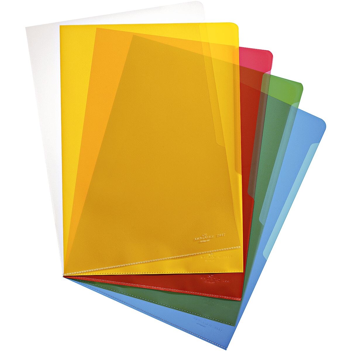 Durable Pak met 100 insteekhoesjes A4 gekleurd generfd »2337« (5 kleuren elk 20 stuks)