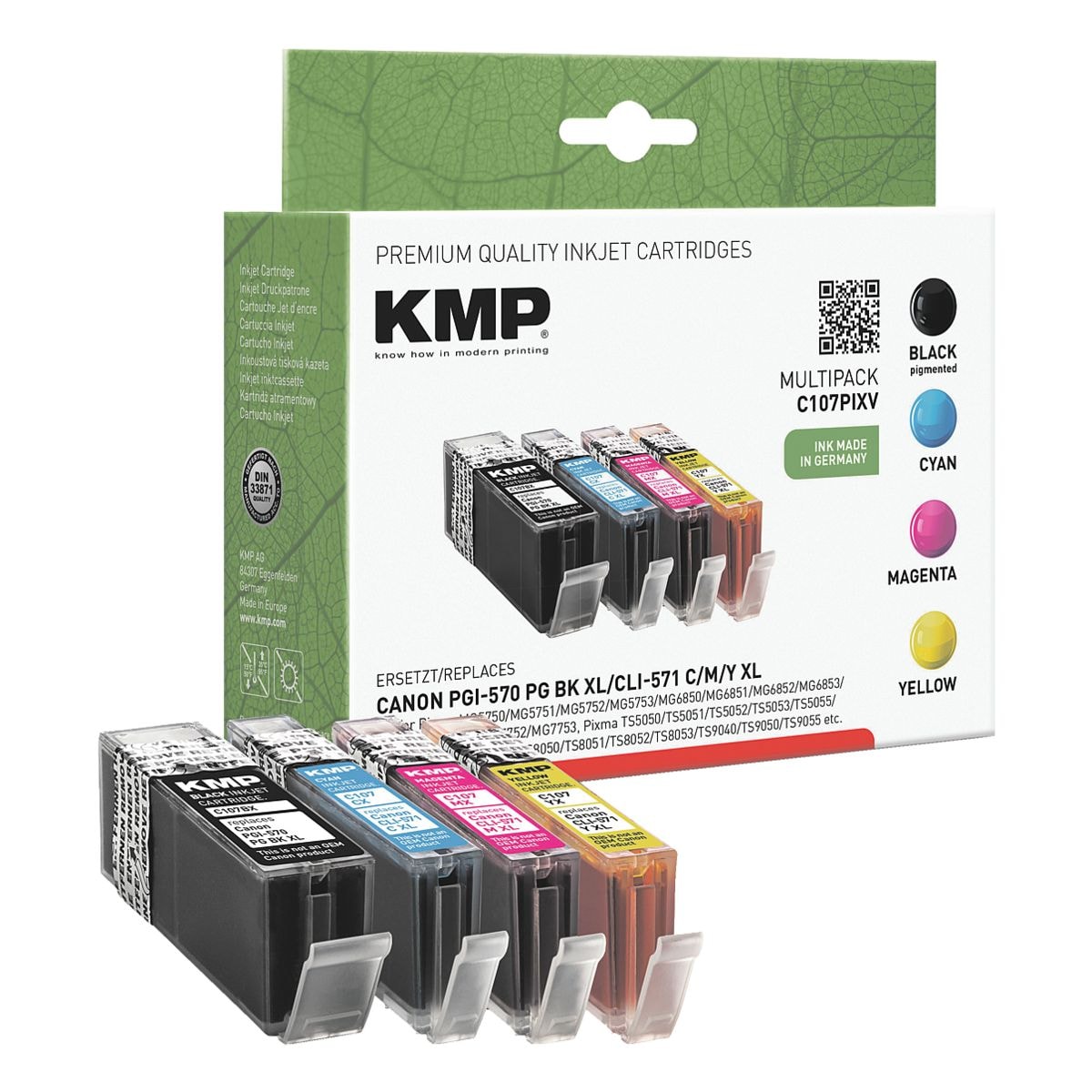 KMP Set inktpatronen vervangt Canon »PGI-570 XL BK / CLI-571 XL C/M/Y«
