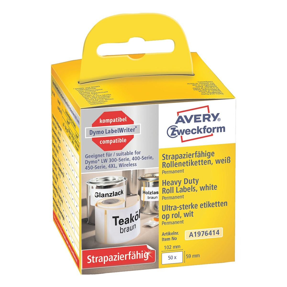 Avery Zweckform A1976414 sterke etiketten op rol (59 x 102 mm, wit, 100% compatibel met Dymo® LabelWriter™)