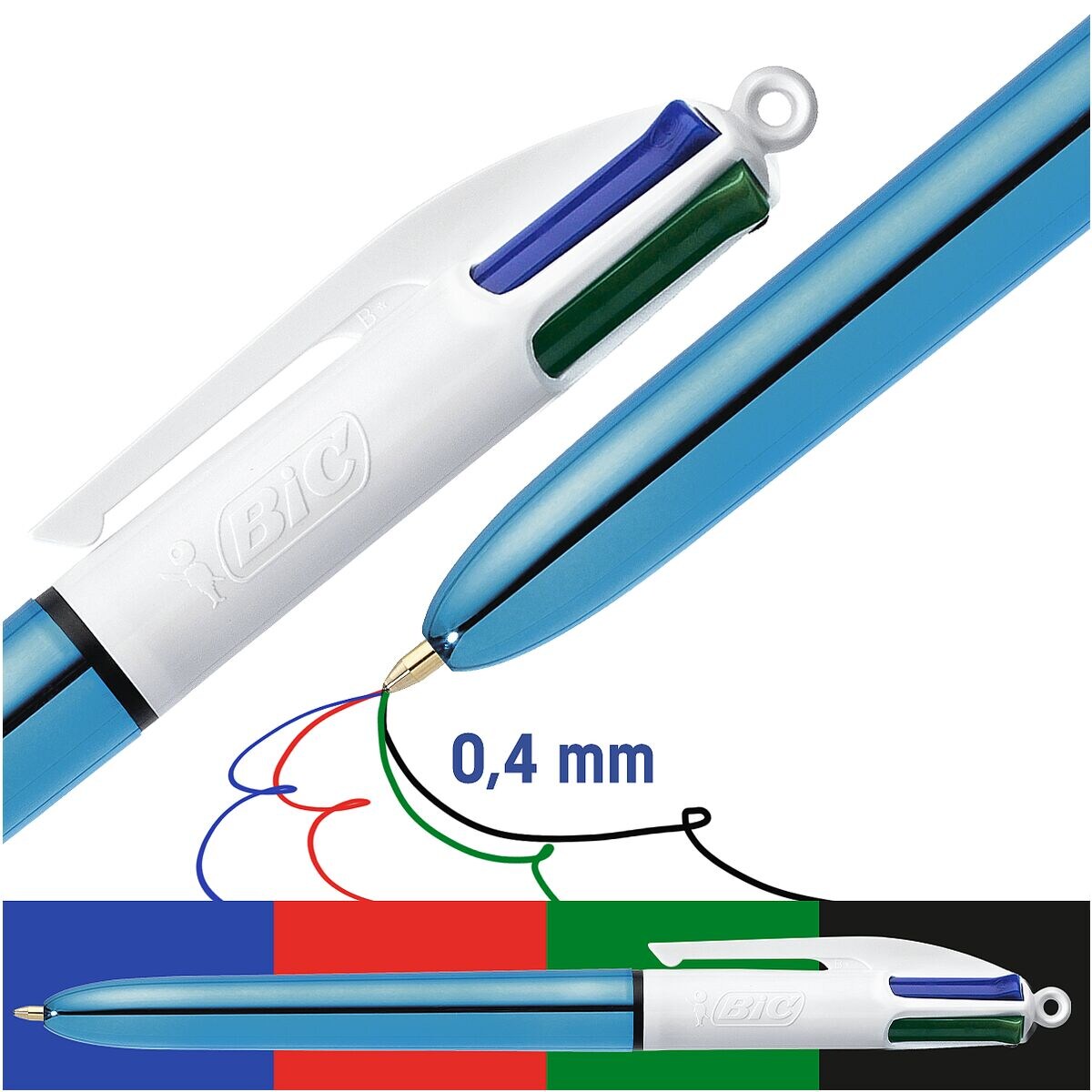 Meerkleuren balpen BIC 4 Colours Shine, documentecht