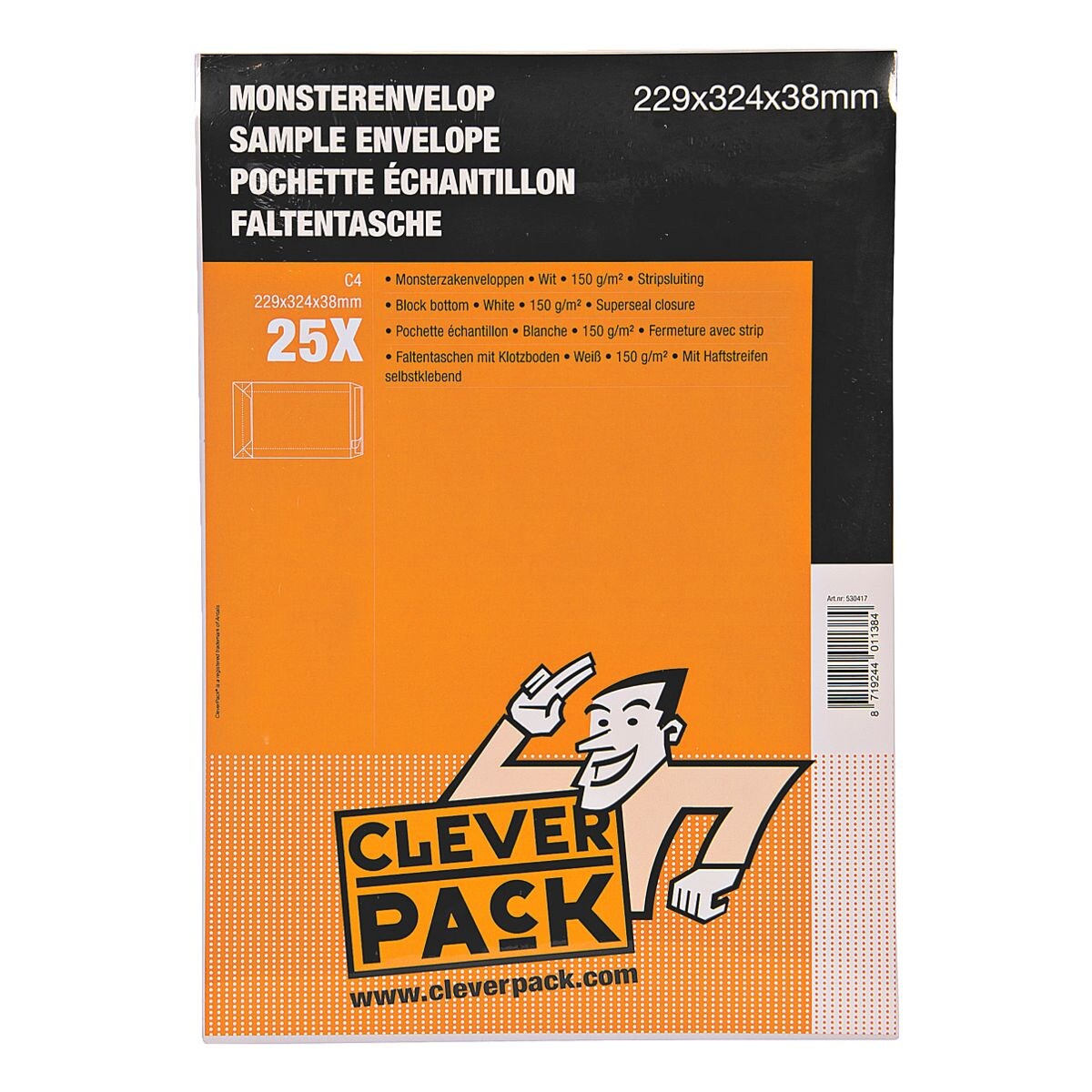 Cleverpack 25 zak-envelop C4 150 g/m²