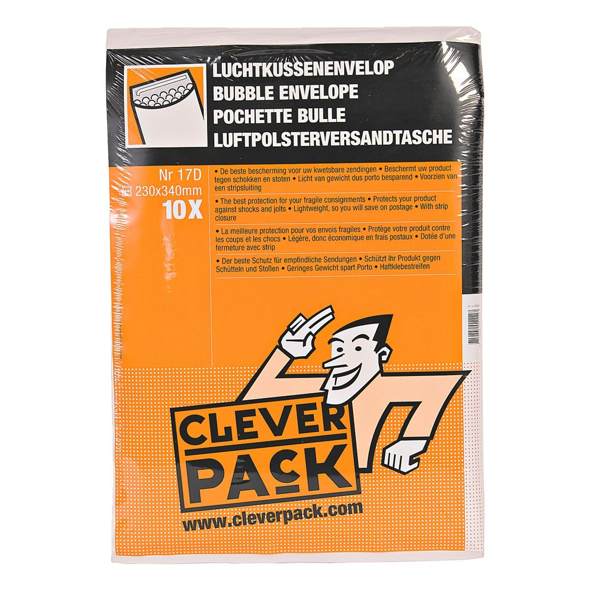 Cleverpack 10 stuk(s) zak-enveloppen met luchtkussentjes, 23x34 cm