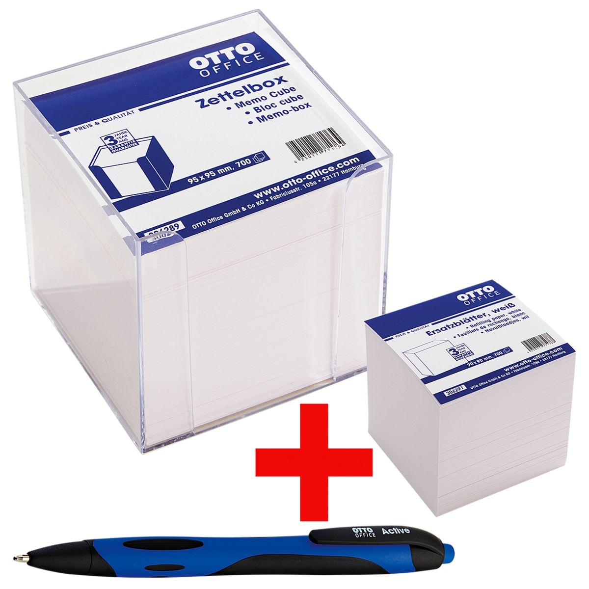 OTTO Office Memobox met wit papier incl. balpen Active en reseveblaadjes voor memobox wit