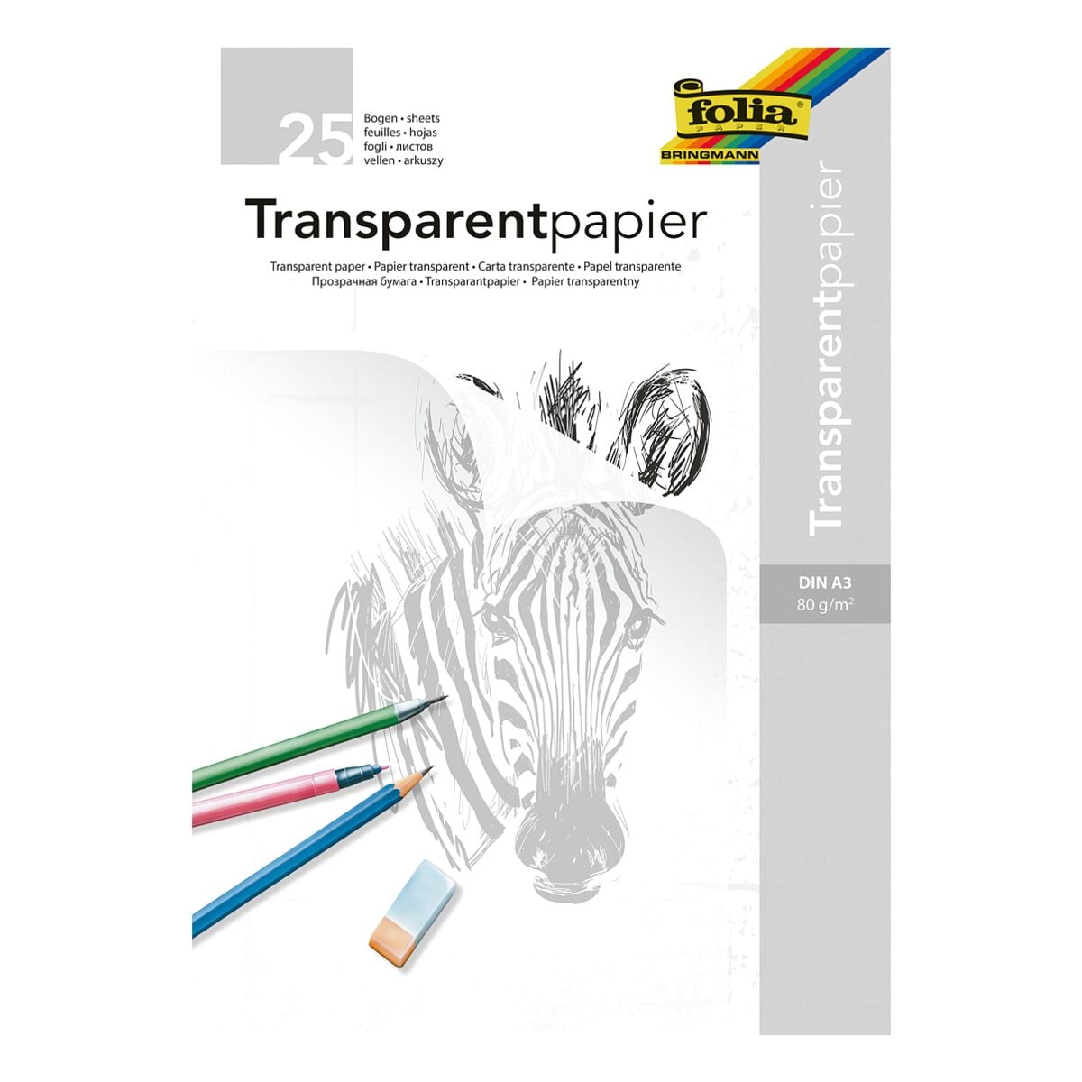folia Transparant papier 80 g/m transparant wit A3 25 bladen