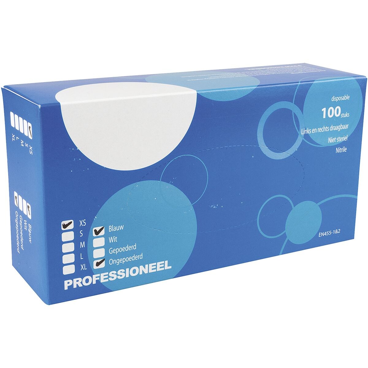 100 Wegwerphandschoen Nitril, Maat XS blauw