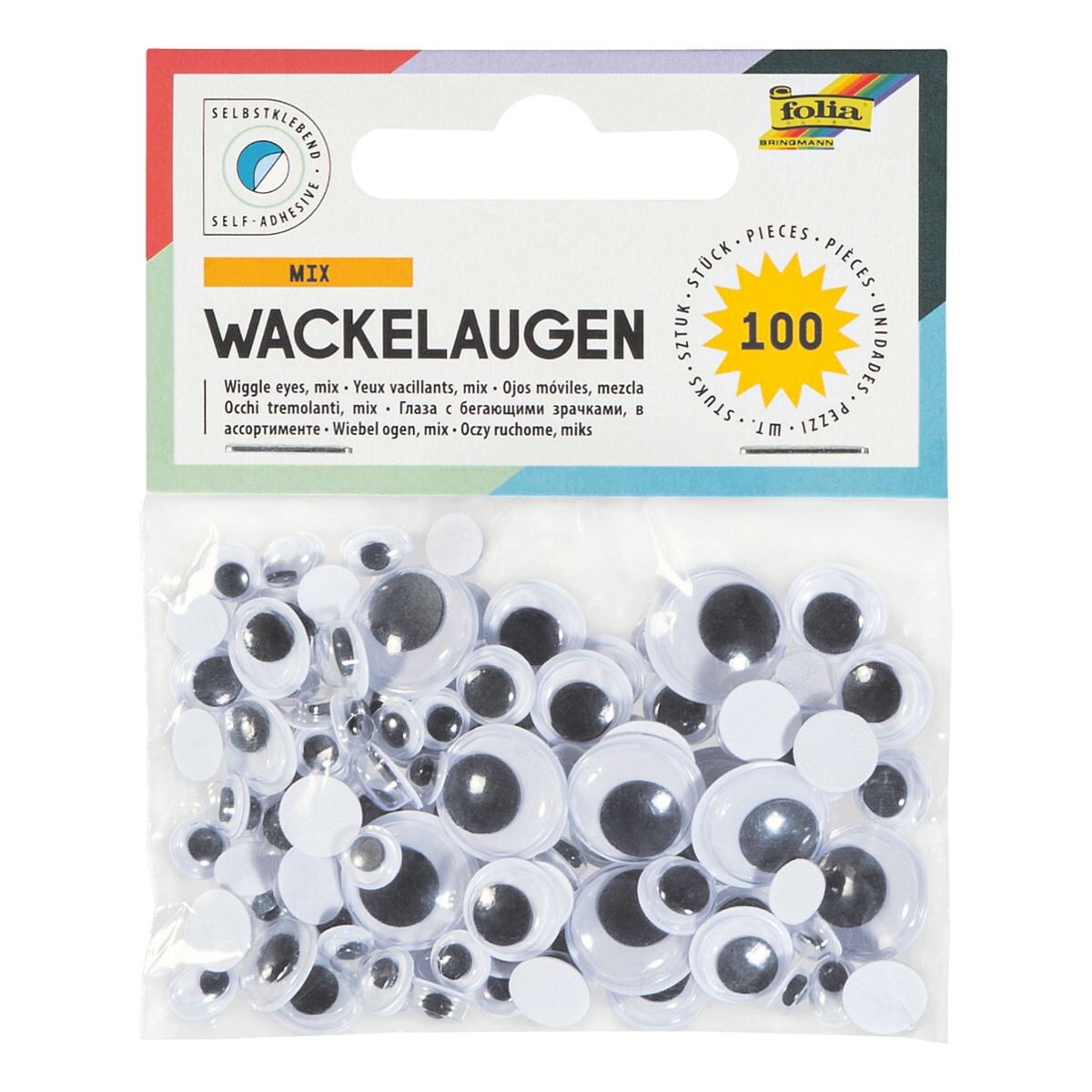 folia 100 zelfklevende wiebelogen - 6 verschillende afmetingen