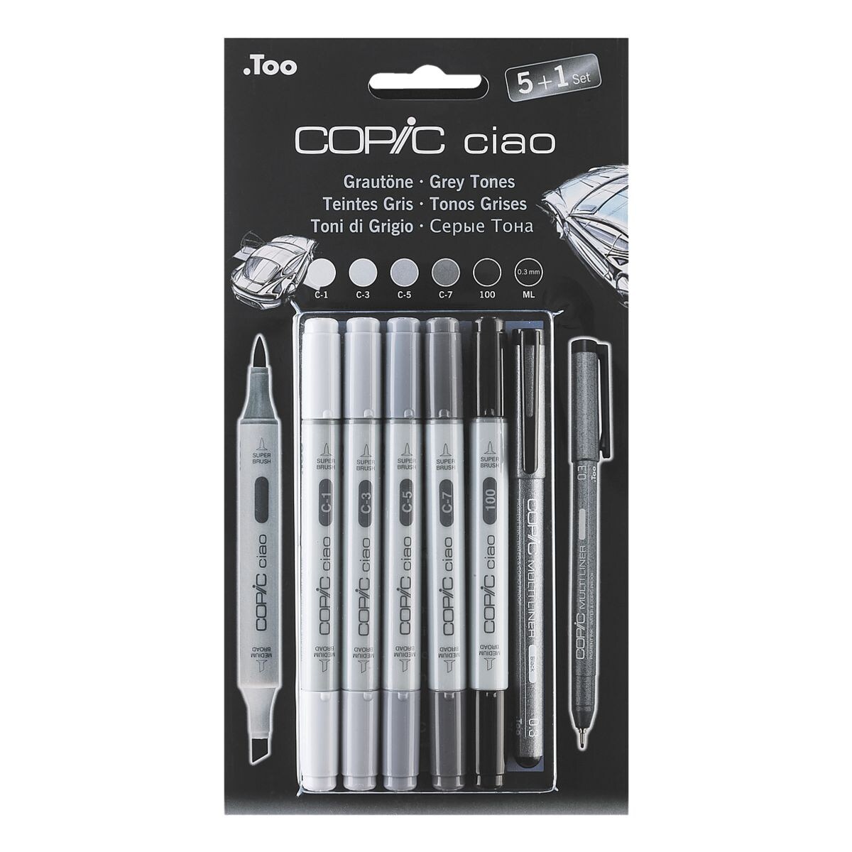COPIC Ciao 5 + 1 sets COPIC® Ciao lay-out-markers - grijstinten