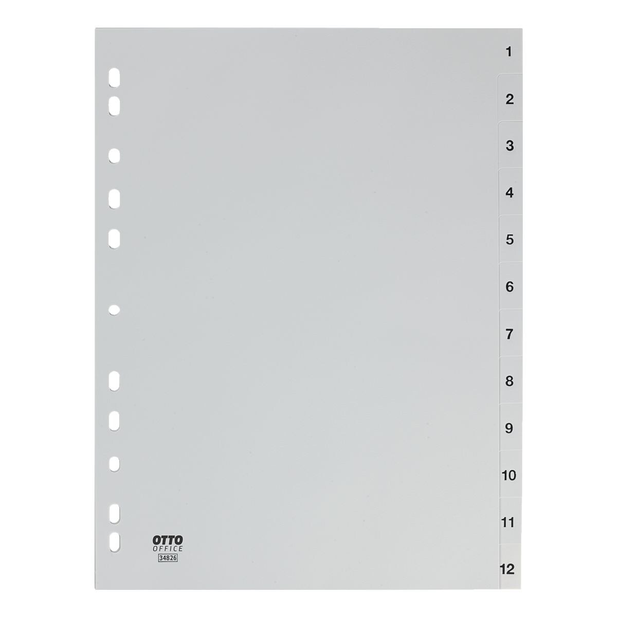 OTTO Office tabbladen, A4, 1-12 12-delig, grijs, kunststof