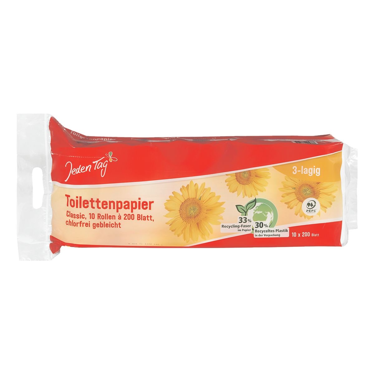 Jeden Tag Toiletpapier Classic Hybrid 3-laags, wit - 10 rollen (1 pak 1a 10 rollen)