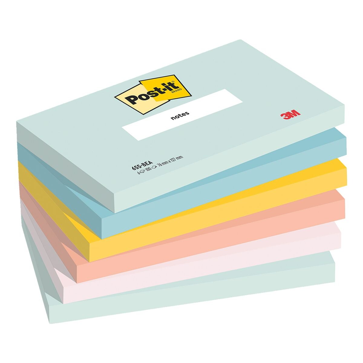 Post-it Notes blok herkleefbare notes Beachside Collection 12,7 x 7,6 cm, 600 bladen (totaal) 655-6-BEA