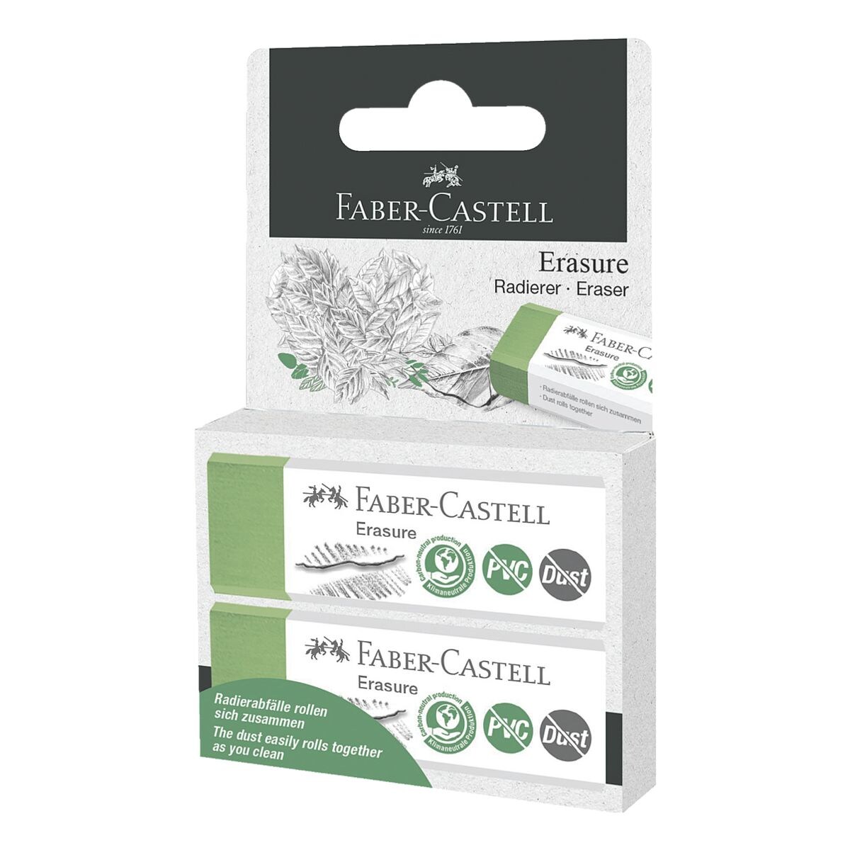 Faber-Castell Set van 2 kunststof gummen Erasure PVC-free & Dust-free