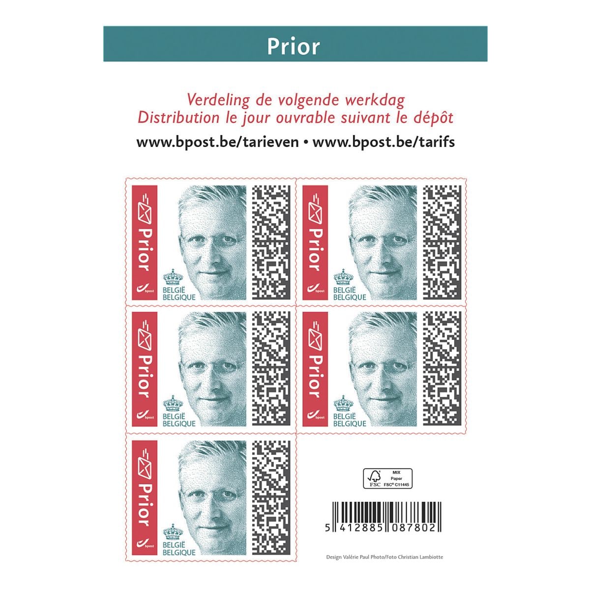 bpost Postzegels, tarief 1: nationaal PRIOR
