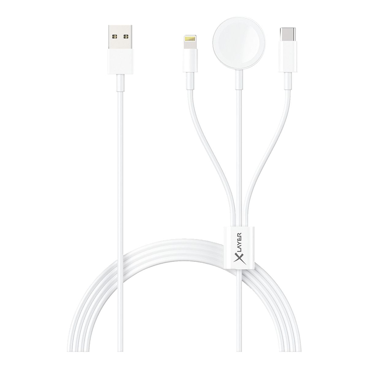 Xlayer Must-Have: 3in1 multifunctionele kabel voor iPhones (Lightning) Apple Watch (Wireless) en met USB-C