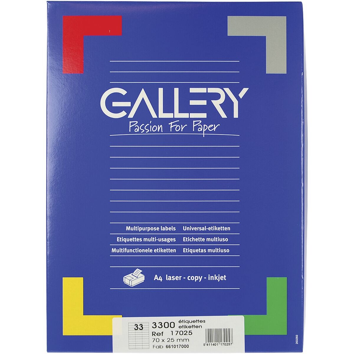 GALLERY Pak van 3300 universele etiketten 70 x 25 mm