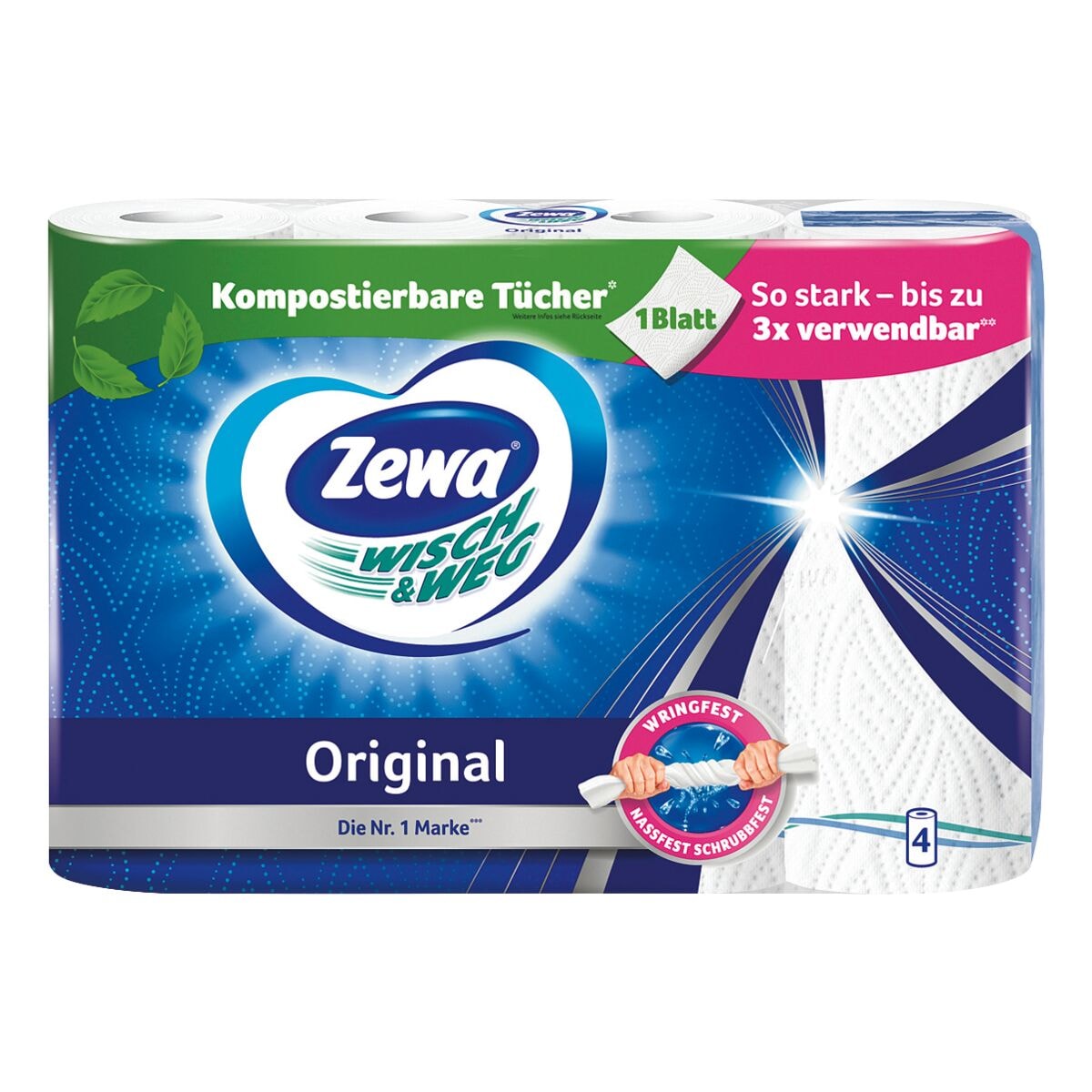 Zewa Keukenrollen »WISCH&WEG Original« 2-laags, 4 rollen