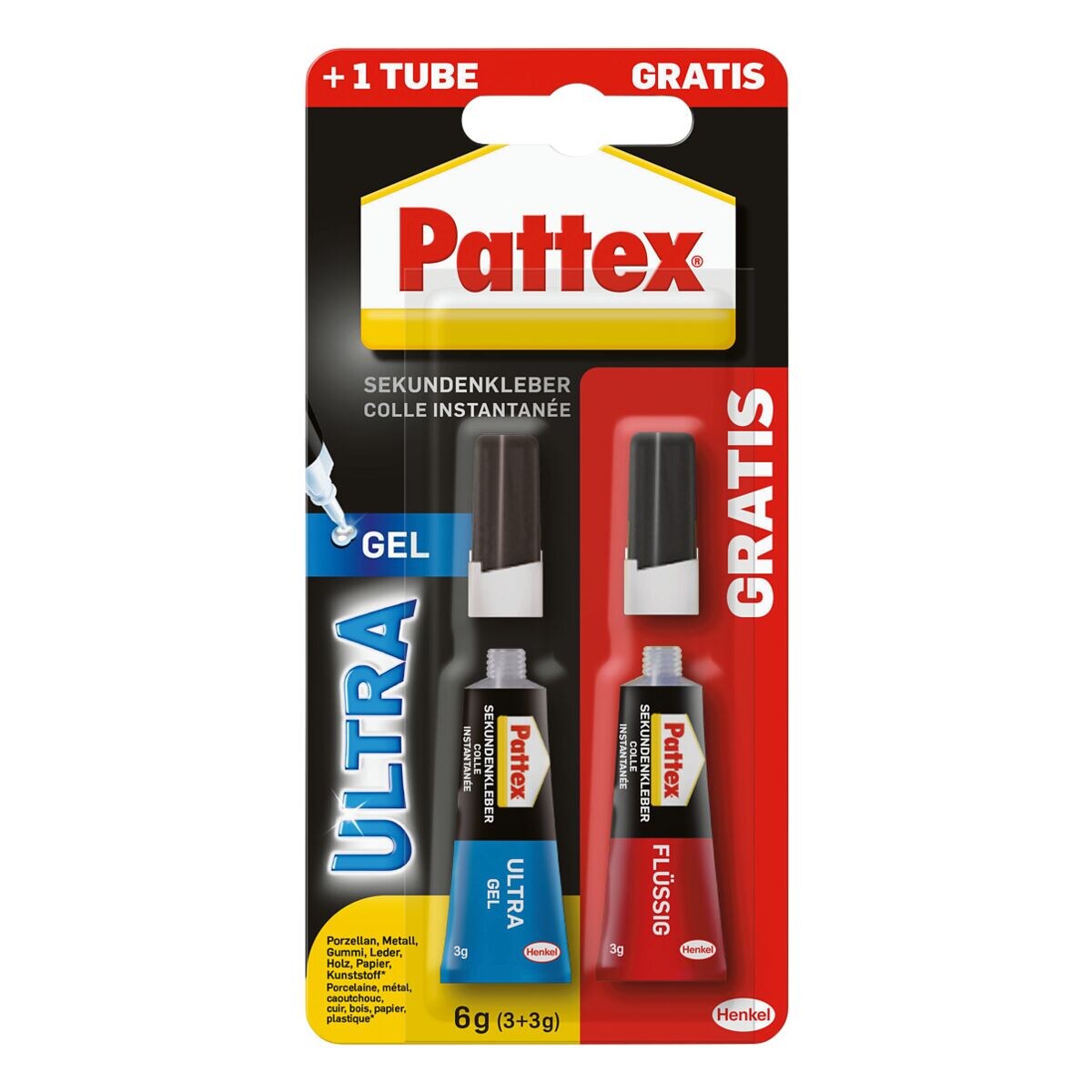 Pattex Superlijm »Ultra Gel« incl. superlijm »Flüssig«, 2x 3 g