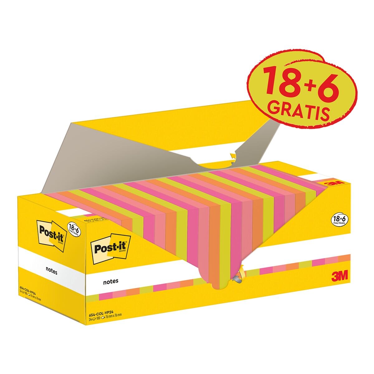 Post-it Notes blok herkleefbare notes notes 7,6 x 7,6 cm, 2400 bladen (totaal)