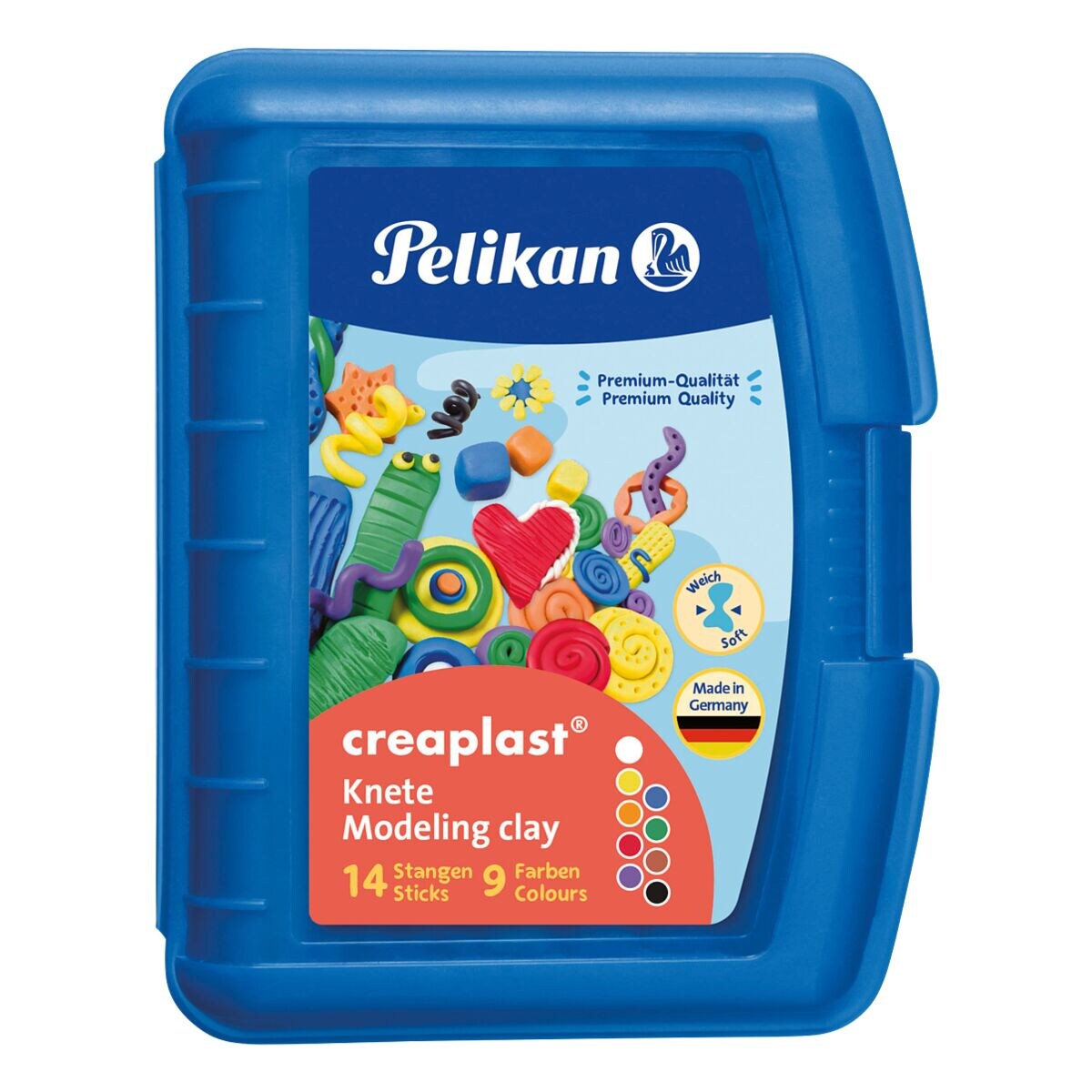 Pelikan 14 staafjes kinder boetseerklei Creaplast blauw etui