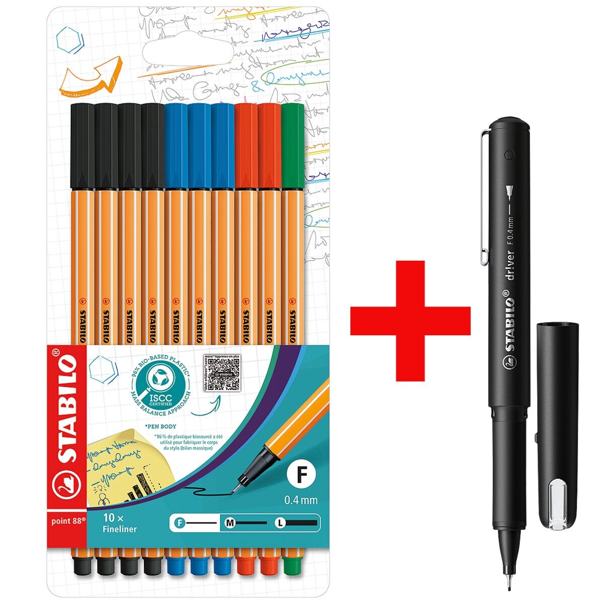 STABILO fineliner-set point 88® - Office 0,4mm incl. Fineliner »dr!ver« 0,4 mm (F) zwart