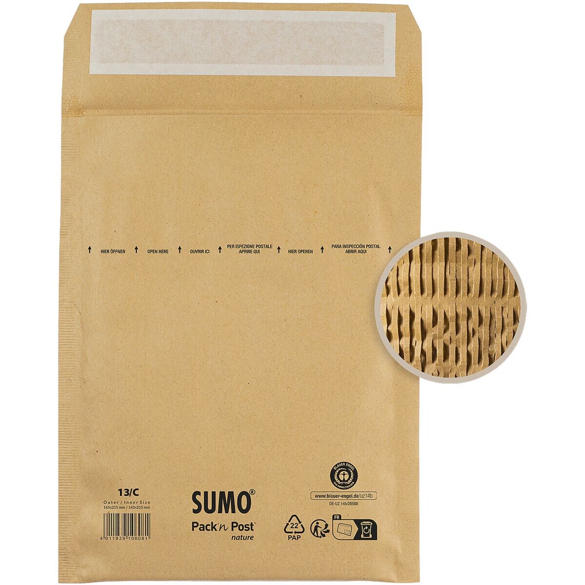 Mailmedia 100 zak-enveloppen van papier SUMO® SU1513, 16,5x21,5 cm, in grootverpakking