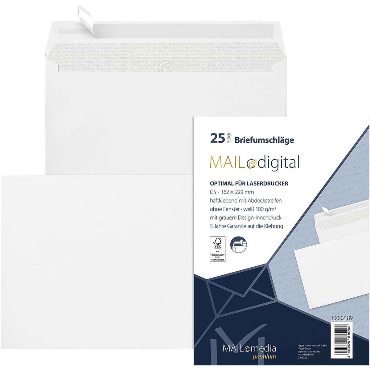 Mailmedia 25 Zak-enveloppen met laserprinter te bedrukken Topstar, C5 zonder venster