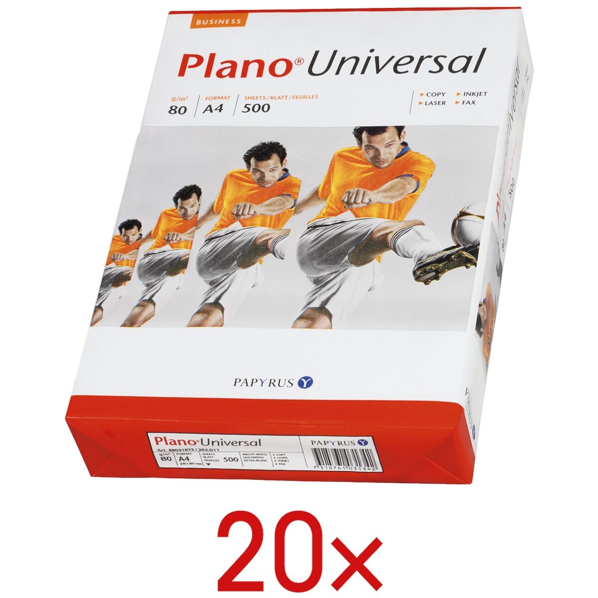 20x Kopieerpapier A4 Plano Universal - 10000 bladen (totaal), 80g/qm