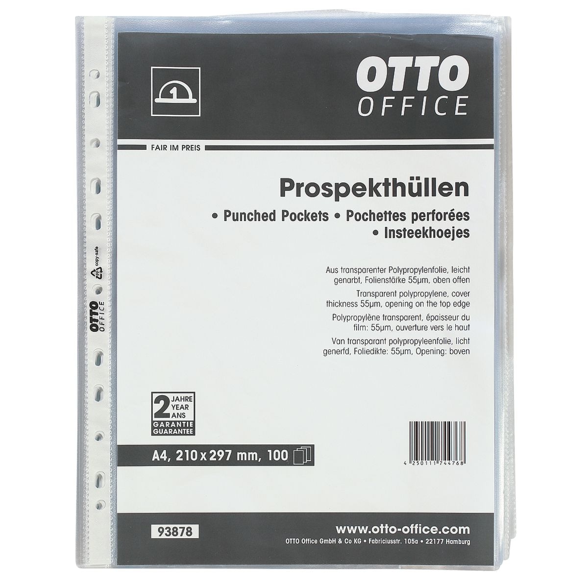 OTTO Office Budget folderhoesje A4 generfd, bovenaan open - 100 stuk(s)