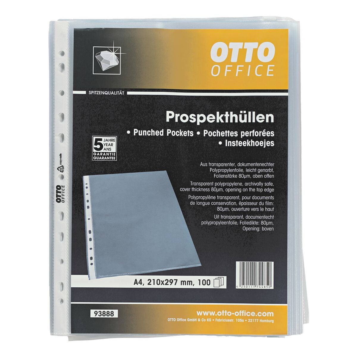 OTTO Office Premium folderhoesje Premium A4 generfd, bovenaan open - 100 stuk(s)