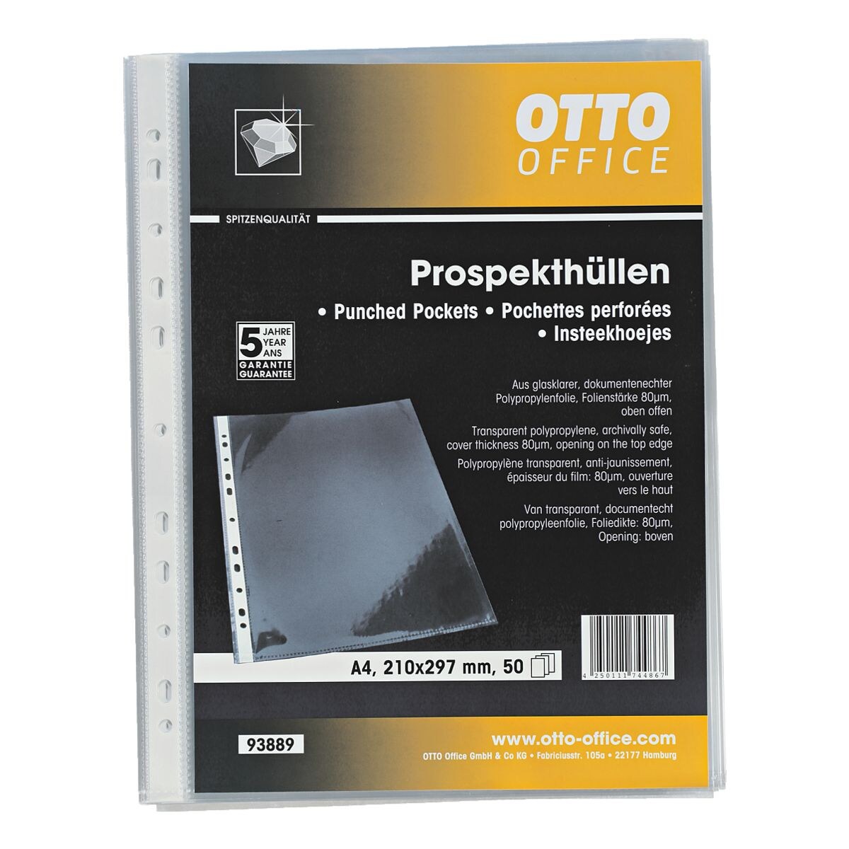 OTTO Office Premium folderhoesje Premium A4 glashelder, bovenaan open - 50 stuk(s)