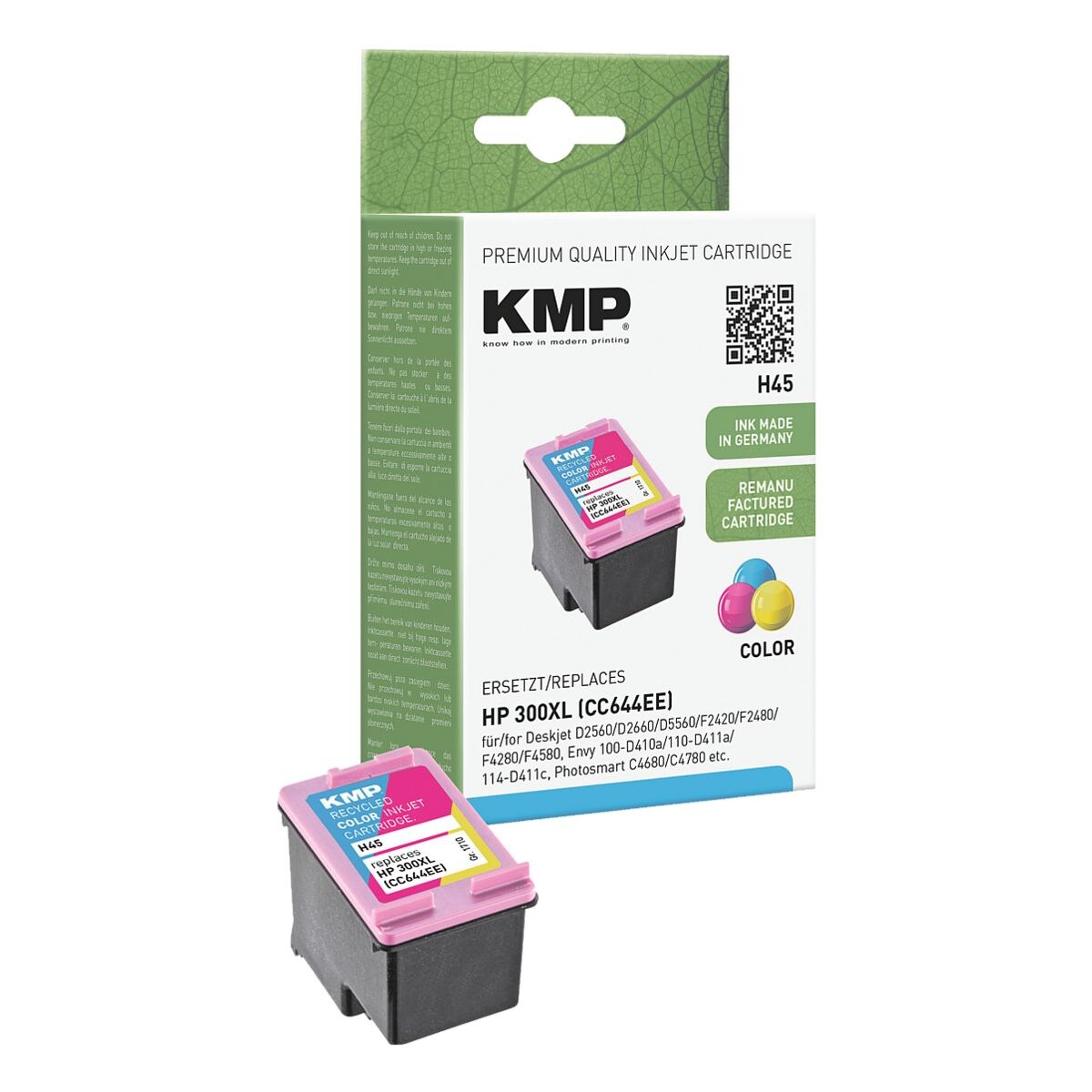 KMP Inktpatroon vervangt Hewlett Packards »CC644EE« Nr. 300XL cyaan, magenta, geel