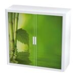 Kast met roldeuren motief groene bamboe
