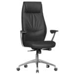 Directiestoel echt leer zwart Oxford 1