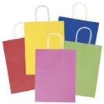 Pak met 20 papieren tassen Basic maat L - 5 kleuren