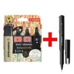 4x STABILO Markeerstift BOSS ORIGINAL NatureCOLORS schuine punt incl. Fineliner »dr!ver« 0,4 mm (F) zwart