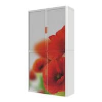 easyOffice kast met roldeuren rode bloemen (3028C) afsluitbaar, 110 x 204 cm