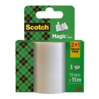 Scotch Plakband Magic Tape 810, transparant, 3 stuk(s), 19 mm/15 m