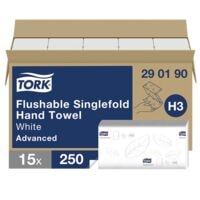 Papieren handdoekjes Tork Advanced 2-laags, hoogwit, 23 cm x 23 cm van tissue met Z-vouw - 3750 bladen (totaal)