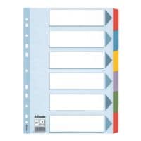 Esselte tabbladen, A4, blanco 6-delig, wit / meerkleurige tabs, karton