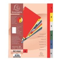 Exacompta tabbladen, A4 extra breed, 1-6 6-delig, meerkleurig, kunststof