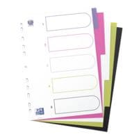 Oxford tabbladen myColour, A4, blanco 5-delig, wit / meerkleurige tabs, kunststof