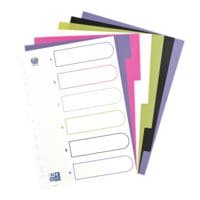 Oxford tabbladen myColour, A4, blanco 6-delig, wit / meerkleurige tabs, kunststof