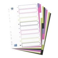 Oxford tabbladen myColour, A4, blanco 10-delig, wit / meerkleurige tabs, kunststof