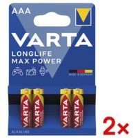 Varta Pak van 2 x 4 batterijen LONGLIFE Max Power Micro / AAA / LR03