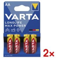 Varta Pak van 2 x 4 batterijen LONGLIFE Max Power Mignon / AA / LR06