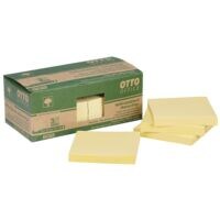 12x OTTO Office Nature blok herkleefbare notes  Recycling Notes 7,5 x 7,5 cm, 1200 bladen (totaal), geel